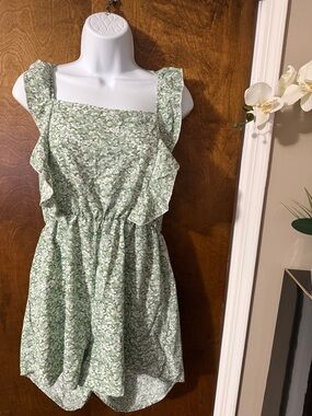 SHEIN Mint Green Floral Ruffle Sundress